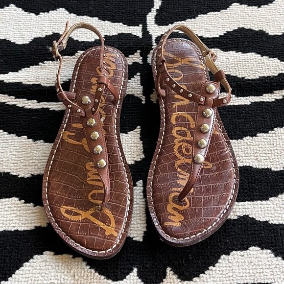 Sam Edelman Gig T-Strap Studded Thong Sandals Size 8 - Picture 2 of 6